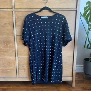 EMMA & SAM OVERSIZED RHINESTONE T-SHIRT/DRESS, BLACK, XS